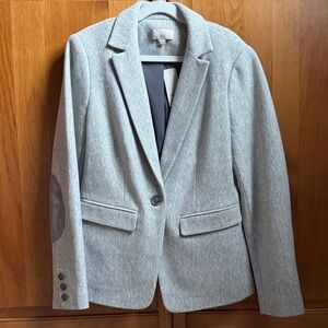 LOFT Light Gray Tailored Women's Blazer with Elbow Patches